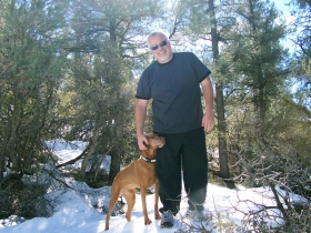 Tucker and Jim at snow